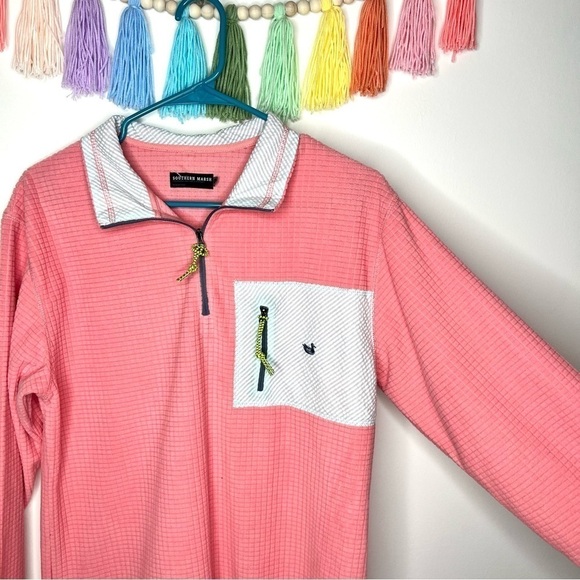Southern Marsh Pink and Blue Pull Over Sweatshirt Popover 1/2 Zip Size XS - Picture 8 of 16